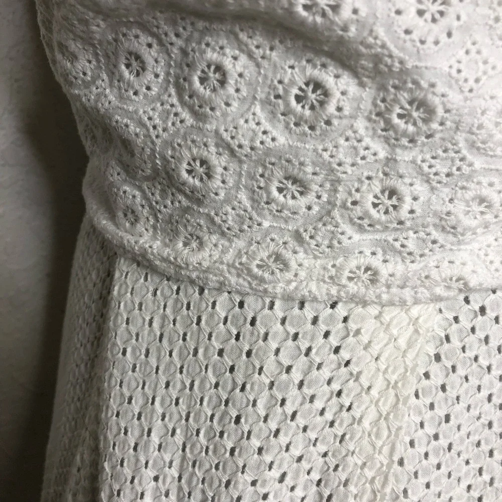 Cabi Lizzie white mixed eyelet overlay tie front dress‎ size 4 #5106